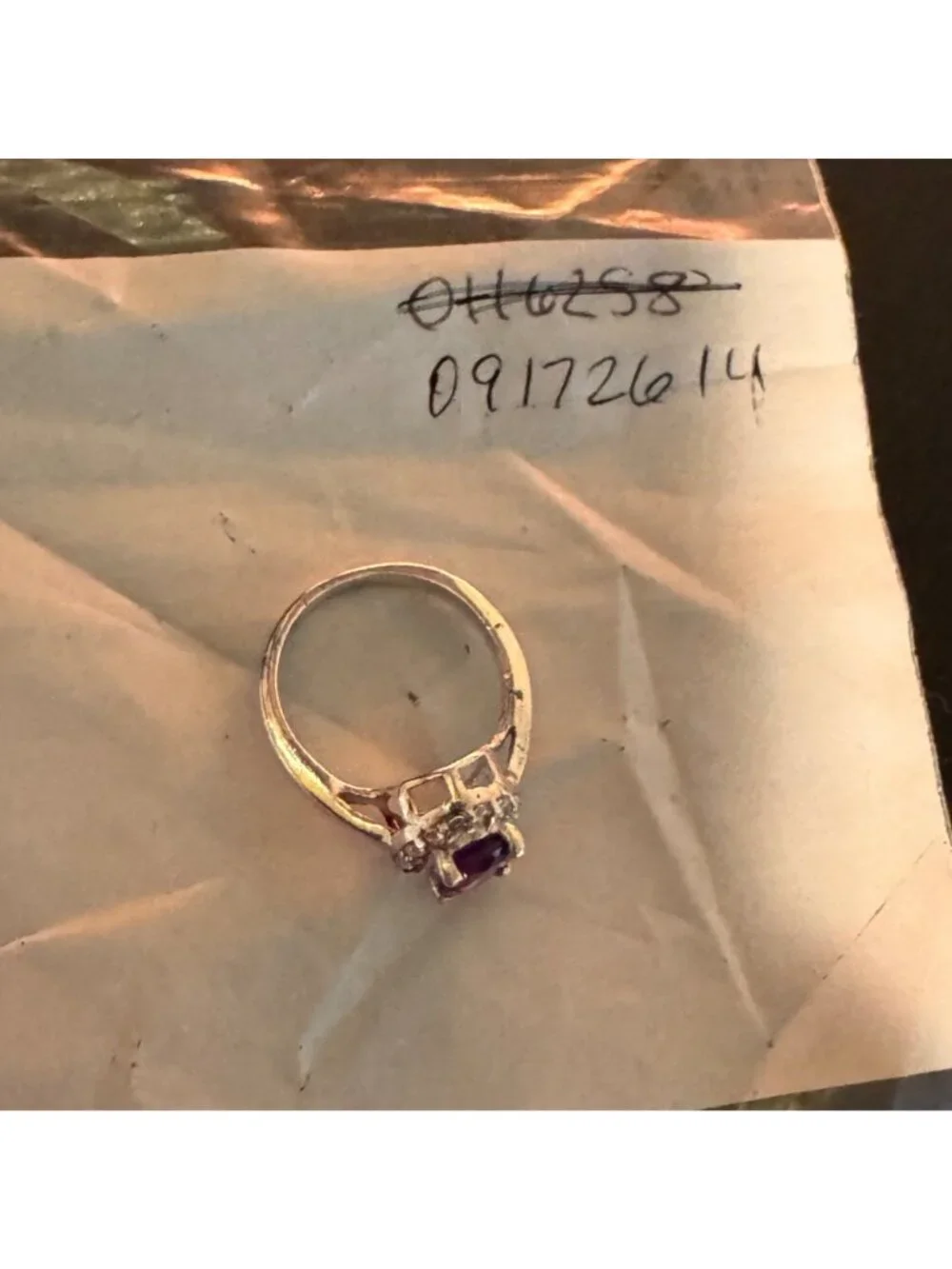 Solid Sterling Silver 925 Amethyst & Cubic Zirconia Statement Ring Size 4.75